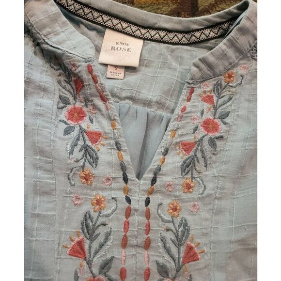 Knox Rose Dress Women's Small Sage Green Tiered Embroidered Knee Length - Picture 5 of 5